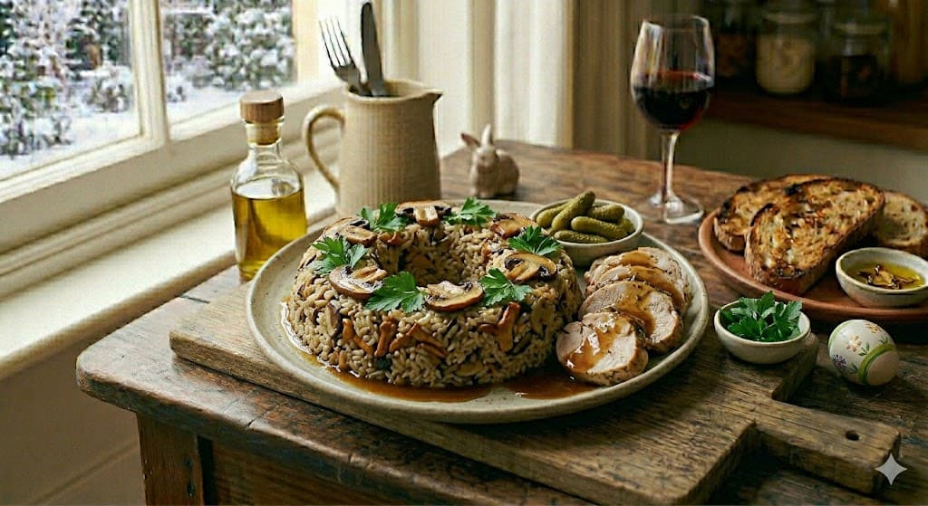 Pilaf de orez cu ciuperci