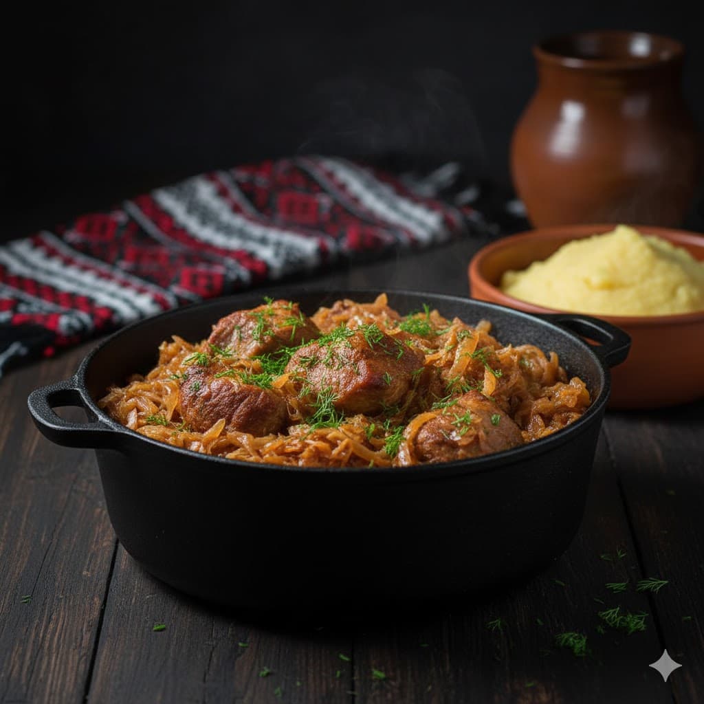 Varză călită cu carne de porc